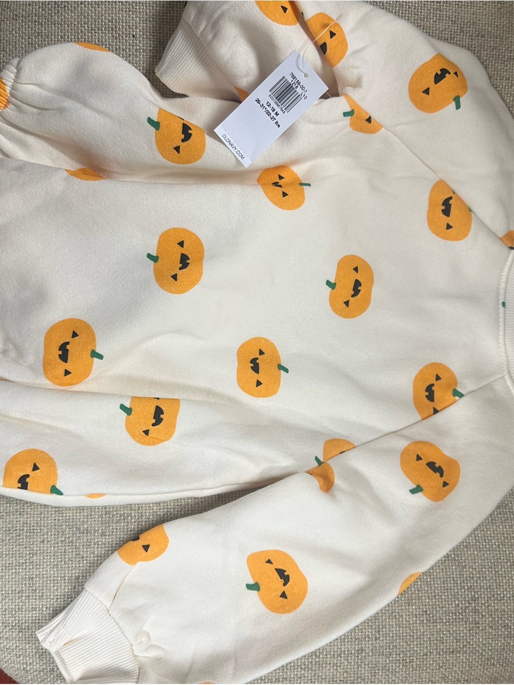 Old Navy Cream and Orange Pumpkin Print Kids One-Piece